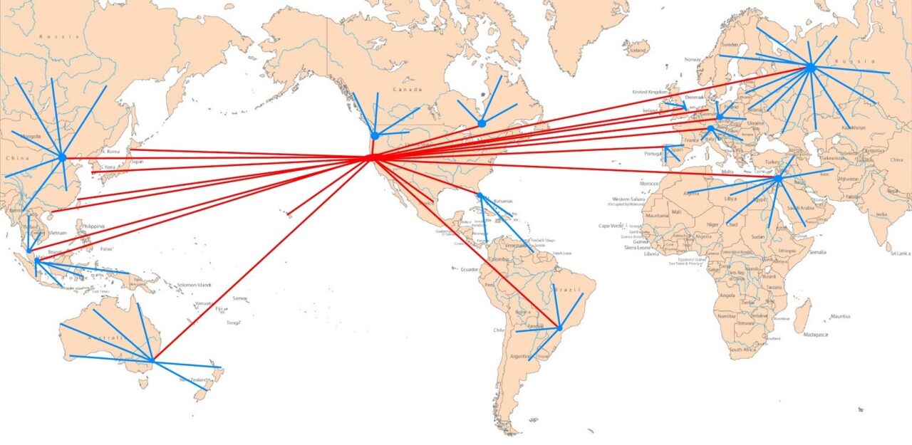 World map illustrating global locations by Mark Nichols