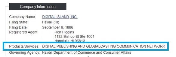 Hawaii filing record dated September 6, 1996.